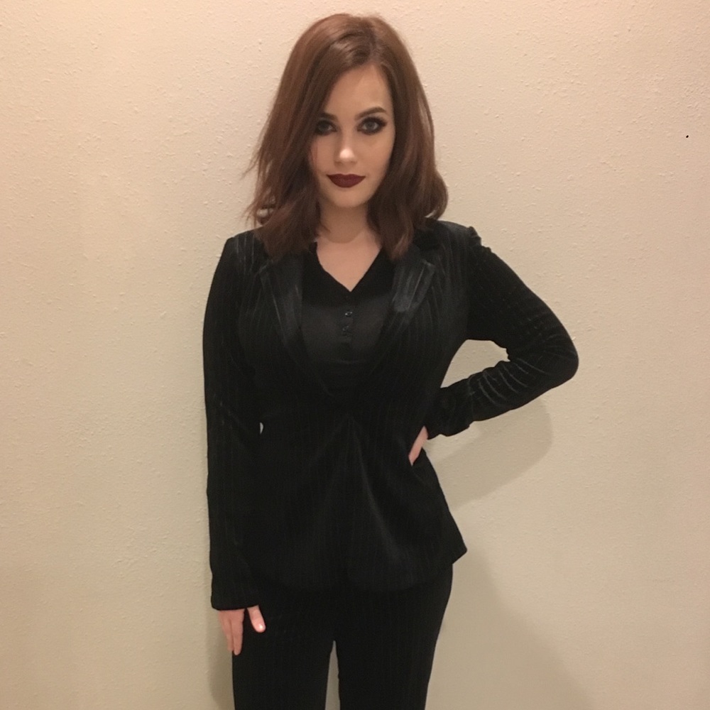 Black Velvet Pinstripe Blazer
